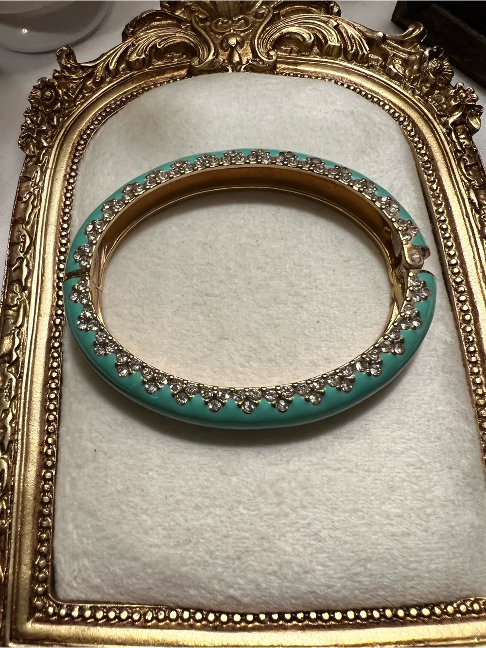 Stella & Dot Turquoise Enamel and Gold Crystal Bangle